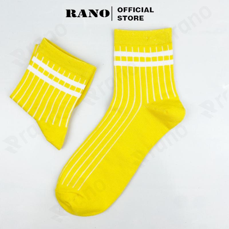 Product Introduction of Tất vớ nam nữ kẻ 2 sọc ngang cổ trung cao nhiều màu hàn quốc cotton trắng đen xanh vàng xám TAT_2SOC 8