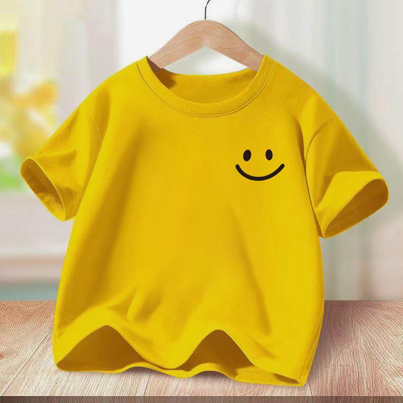 Children's T-shirt, rainbow and smiling face, short sleeved sweatshirt, suitable for boys and girls aged 1-12 distro  kid 3