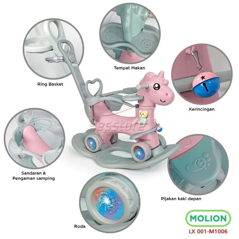 SPEEDS X MOLION SNI Mainan Kuda Kudaan 4in1 Anak-anak | Mainan Kuda Jungkat Jungkit Rocking Horse Berstandar | Kualitas Tinggi, Sangat Baik Sekali | 001-M1006 8