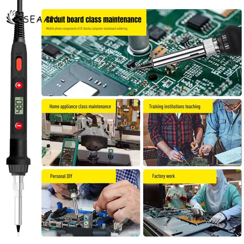 80W Internal Thermal Digital Display Adjustable Temperature Constant Temperature Electric Soldering Iron Set Electric Iron Welding Pen Home Repair Tool