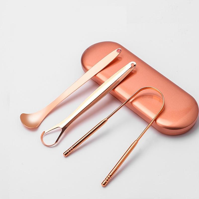 Product Introduction of Stainless Steel Tongue Scraper Set, 3pcs/set Fresh Breath Tongue Scraper, Tongue Cleaner, Oral Care Kit for Adults, Hygiene Products 5