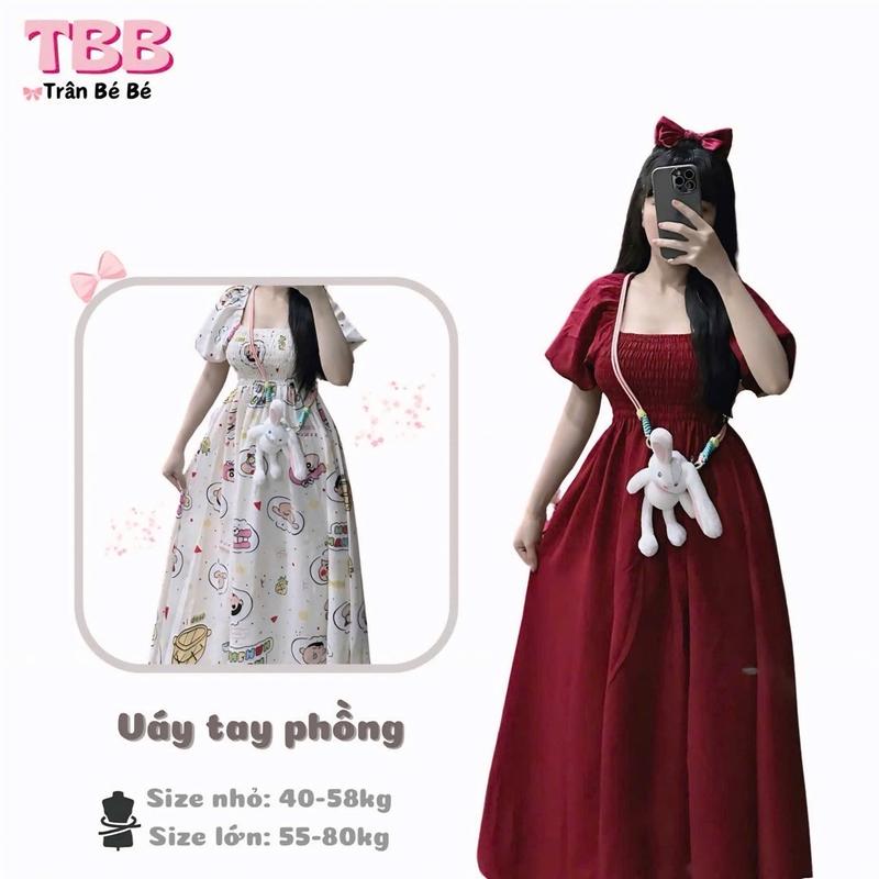 MN138 Đầm Dáng Dài Tay Phồng Ngắn, Chất Vải Đũi Xốp, Đầm Mặc Thường Ngày. Cho Nữ Voi neary  maxi