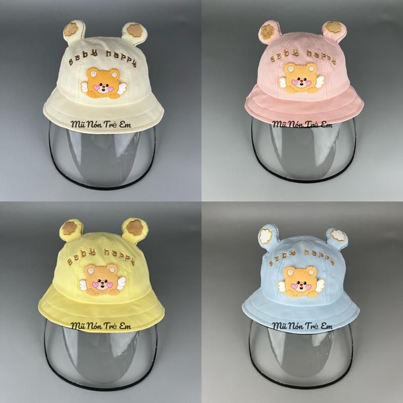 [ 1 TUỔI - 3 TUỔI ] NÓN CHẮN GIÓ/ CẢN BỤI CON GẤU CHO TRẺ EM - MŨ CHẮN GIỌT BẮN CHO BÉ TRAI BÉ GÁI