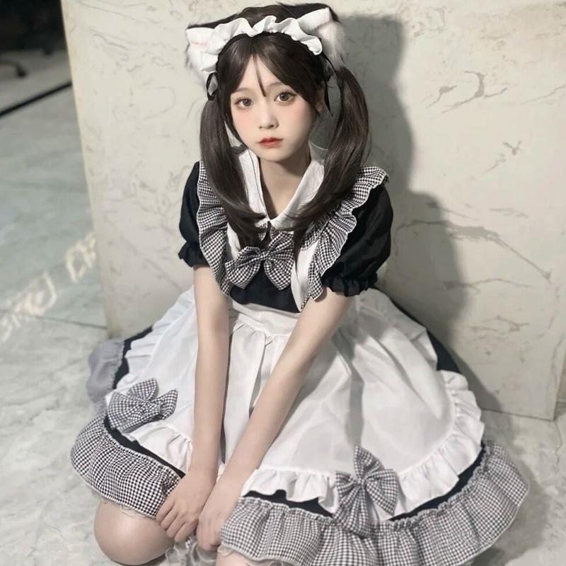 quần Áo nữ, Maid Cos, Phong Cách Dễ Thương, váy Lolita Boss, quần Áo Hóa Trang Lolita, Kẻ Sọc Đen quần heartsteal calem quần váy blingbling váy bò, Dress, Váy Ngủ, Jacket