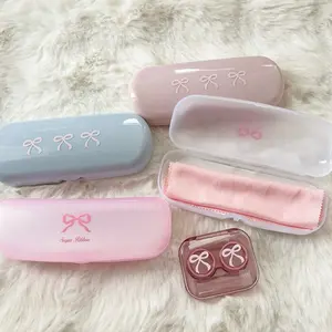 Mocorie - Seireen Ribbon Glasses Box & Contact Lens Case / Kotak Kacamata Coquette Ribbon / Tempat Softlens Pita / Box Kacamata Pita Pink / Tempat Penyimpanan Kacamata & Softlens