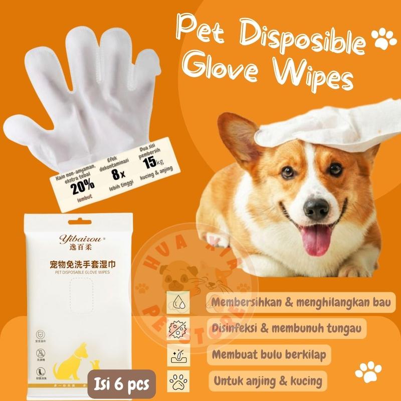Tisue Basah Sarung Tangan Pembersih Anjing Kucing Pet Cleaning Glove Wipes 0