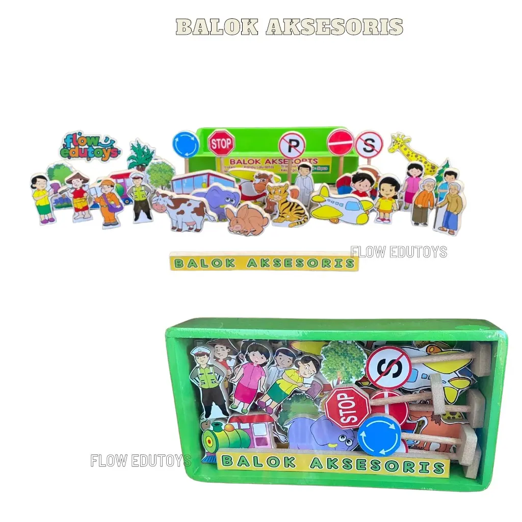 Mainan Edukasi Anak Balok Aksesorise Isi 30 Pcs