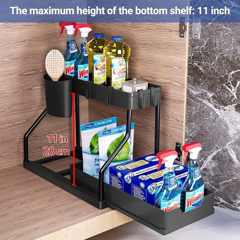 Product Introduction of Under Sink Storage Rack, 1 Count Pull Out Storage Rack, Kitchen Sink Storage Rack, Home Organizer for Kitchen Bathroom, Home Space Saver 6