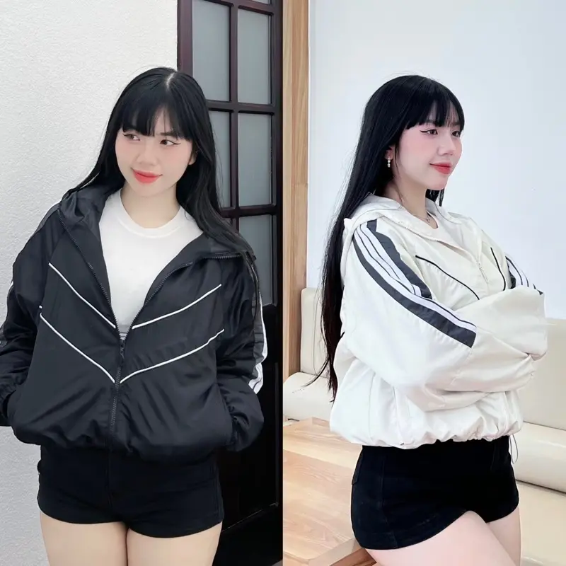 Áo khoác gió (HT004) chất vải gió 2 lớp phom vừa thiết kế đường viền có phối màu ở tay nổi bật cá tính