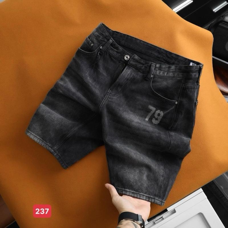 Quần short đùi jean nam xám đen nhạt trơn không rách chất bò cao cấp co dãn nhẹ form chuẩn đẹp QS237 Menswear Pants Có Túi