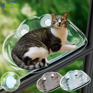Vinnatsu Tempat Tidur Kucing Kursi Hammock Jendela Kucing Bingkai Panjat Kucing Gantung Cangkir Hisap Cat Condo/ Tempat Tidur Hammock Kucing Besar Untuk Keselamatan