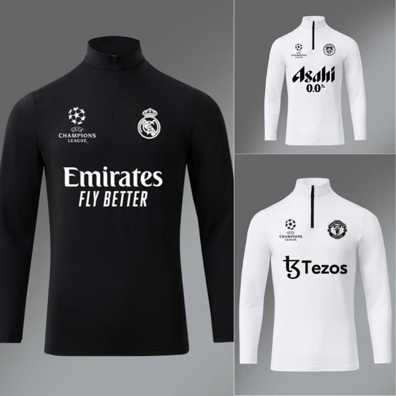  Áo tập training re.al mc mu ars psg bayen bar.ca  cổ khóa giữ nhiệt phù hợp chơi thể thao. Thể Dục Tập Gym Sport Top 