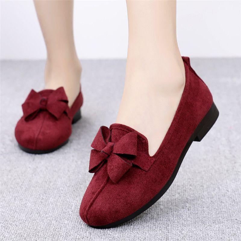 Spring Old Beijing Cloth Shoes Women's Shoes Black Work Shoes Bow Flat Gommino Women's Shoes Breathable Mom Shoes 0