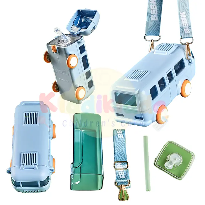 Kiddikiddo Baby Water Bus / Botol Air Minum Karakter Bus Dengan Sedotan /Tritan Botol Mainan Anak