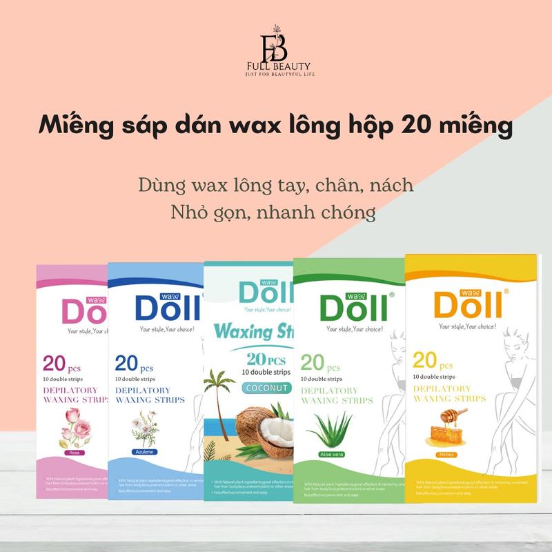  Miếng dán wax lông Full Beauty hộp 20 miếng dùng wax  tay chân Nữ tẩy lông sáp  wax  lông sáp  wax  lông wax  strips giấy namper  tẩy  lông  chân 