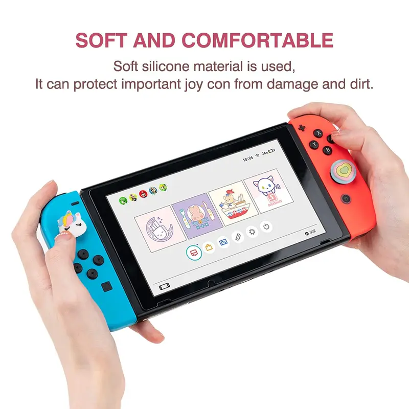 Cute Cartoon Kawaii Silicone Thumb Grip Caps, Joystick Covers for Switch / OLED / Switch Lite, Switch Game Accessories 6