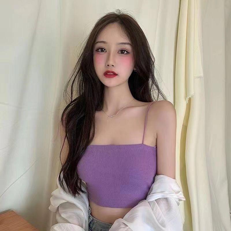 Product Introduction of Solid Color Anti-Exposure Half-Length Small Sling Cropped Tank Top Women Short Bottoming Shirt Wrapped Chest Tube Top Women 17