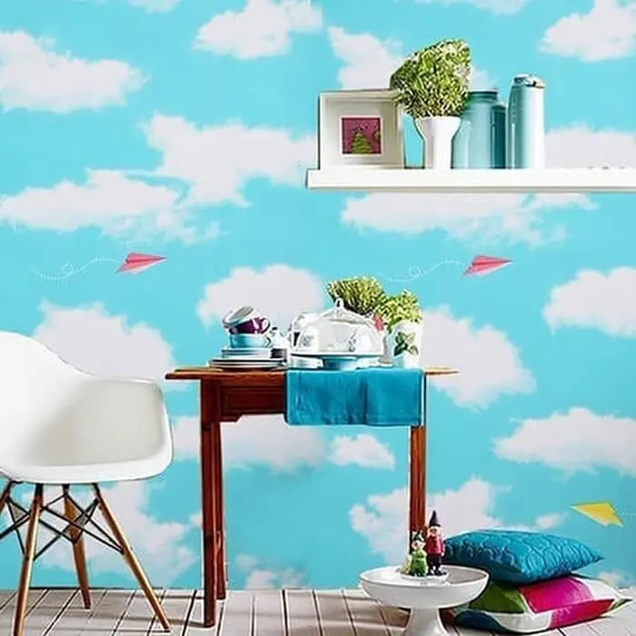 Wallpaper Stiker Plafon Atap Rumah Motif Awan Planet Untuk Dekorasi Dinding Kamar Ruang Tamu Bahan Pvc Pelapis Furniture Triplek Ukuran Per Meter Sudah Ada Lem Perekat 6