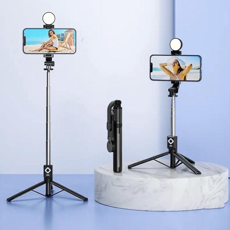 Gậy Chụp Ảnh cao 1m1 hàng cao cấp 3 in 1, kèm tripod, đèn led và điều khi pin sạc xịn,chắc chắn Selfie Phụ Kiện