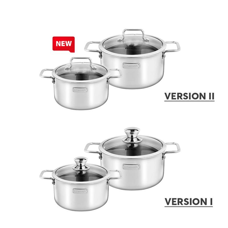 Bộ nồi inox dập nguyên khối Elmich Trimax Classic EL-2108OL Size 18, 20cm