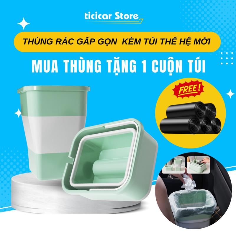 Thùng Rác Mini Gấp Gọn Kèm Túi Để Trên Ô Tô Co Giãn Dung Tích 4l - Phụ Kiện Xe Hơi Tiện Lợi Ticicar