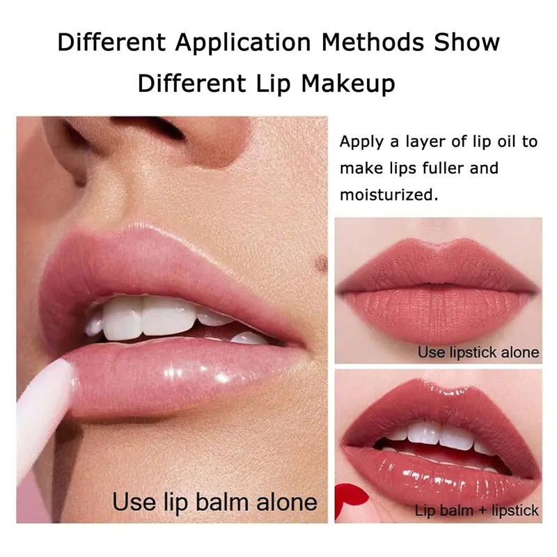 Long Lasting Lip Plumper Oil, 2 Counts/set Moisturizing Lip Plumper, Glossy Lip Glaze Stick, Plumping Lip Oil Lip Stick for Girls & Women 4