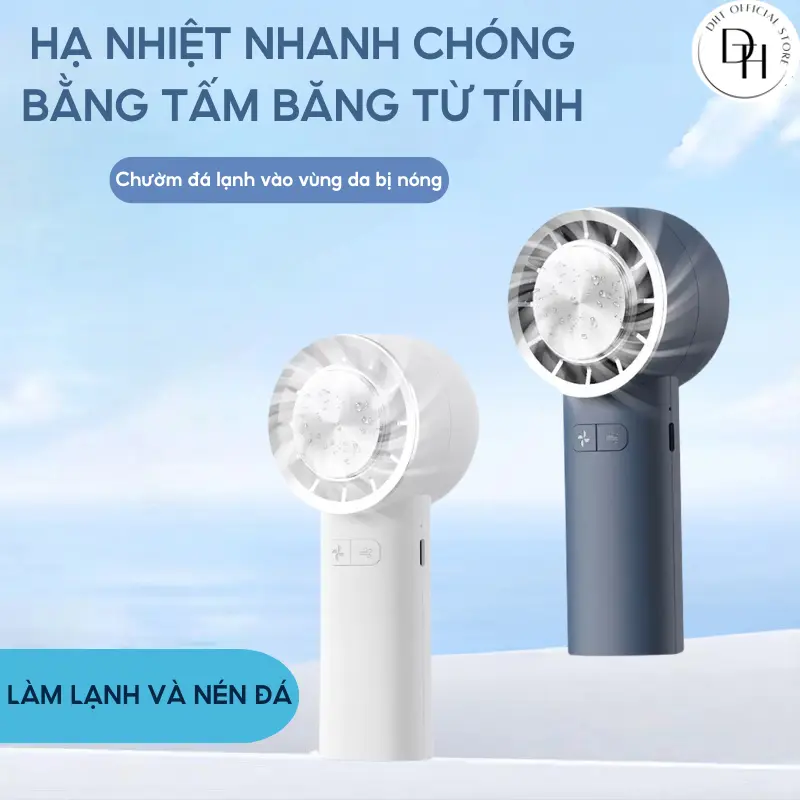 Quạt Điều Hòa Cầm Tay Tích Điện Siêu Mát Có Nén Làm Lạnh Chế Độ Giải Nhiệt Tránh Say Nắng Siêu Nhẹ