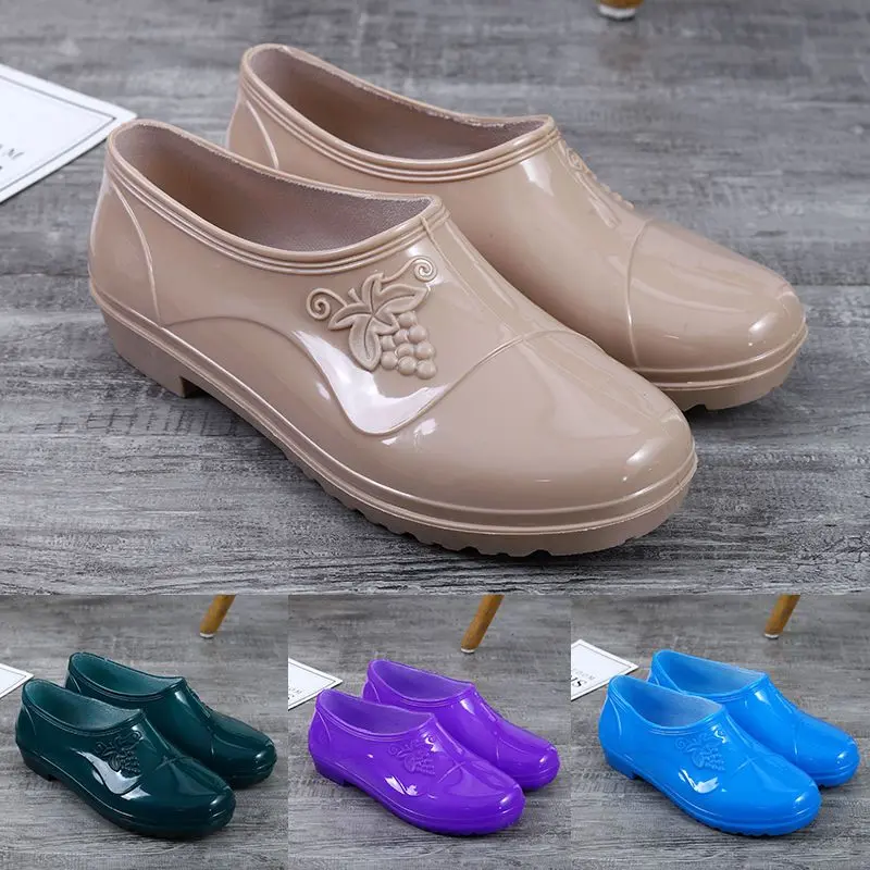 Ủng Đi Mưa, Cổ Thấp, Không Thấm Nước, Cắt Thấp, Giày Cao Su Ngưu Mao, Thích Hợp Cho Nhà Bếp, Chống Trượt, Bọc Giày Cổ Thấp, Giày Đi Mưa, Dành Cho Nữ Và Người Lớn 2