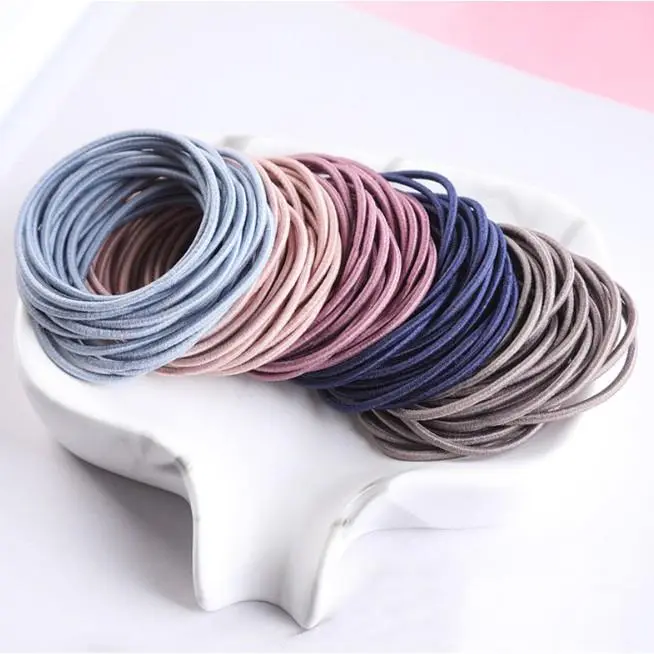 BISA COD F705 Ikat Rambut Karet Polos Elastis / Karet Gelang / Kuciran Rambut Wanita 100 Scrunchies 1