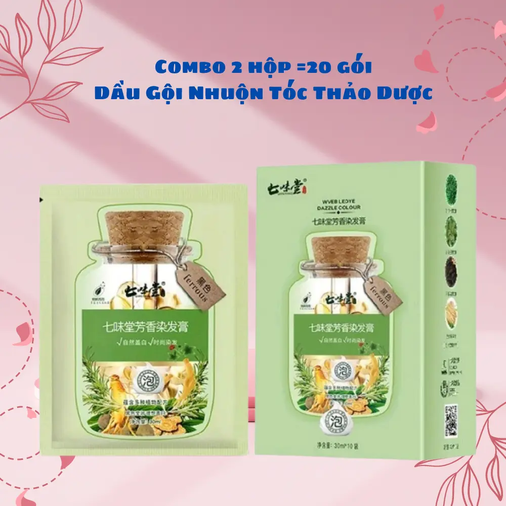 Combo 2 Hộp=20 Gói Gội Nhuộm Màu Phủ Bạc Thảo Dược Không Kích Ứng Da Đầu, Dễ Lên Màu, Dễ Sử Dụng Đổi Màu Tóc Women Nữ Nhuộm Tóc daugoiphub  acthaoduoc