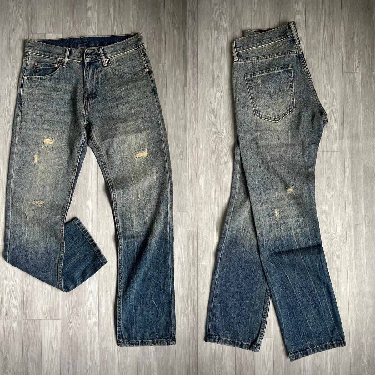 Quần Jean form suông nhẹ màu rêu bã trầu - 33a
