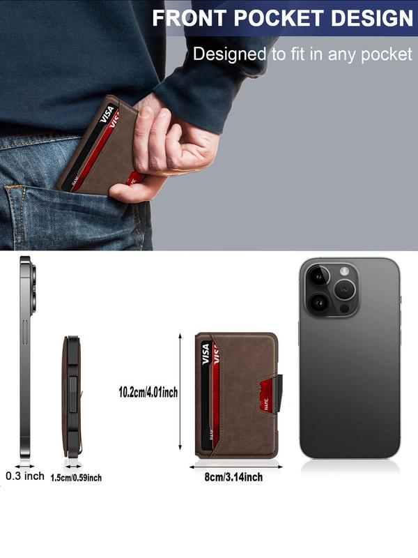 Men's Minimalist Carbon Fiber Card Holder with Money Clip, Rfid Blocking Bifold Wallet, Pop Up Card Case, Compact Credit Card Holder 7