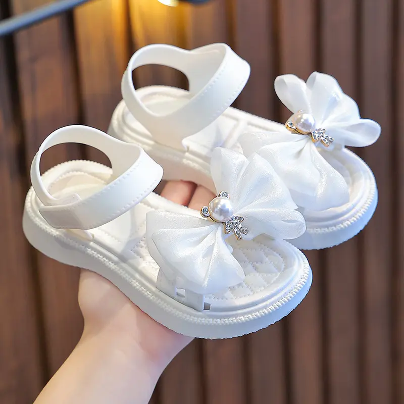 WIB.Sandals For Kids Girls With Butterfly Ribbon Bear Pearl Summer Fashion Korean Style Design Soft Bottom Comfortable Breathable Princess Shoes#SA190 sandals  girls  kids cinderella  shoes  kids