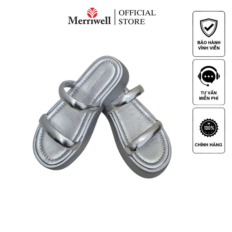 MERRIWELL Dép Nữ 2 Quai Ngang Đế Cao DNF15 - Dép Đi Biển Nữ guo c nux in h dép gót nhọn 3 phân GiàY Shoes Sandal Cao Su Đồng Nhung dép cao bằng giày đế xuồng 7