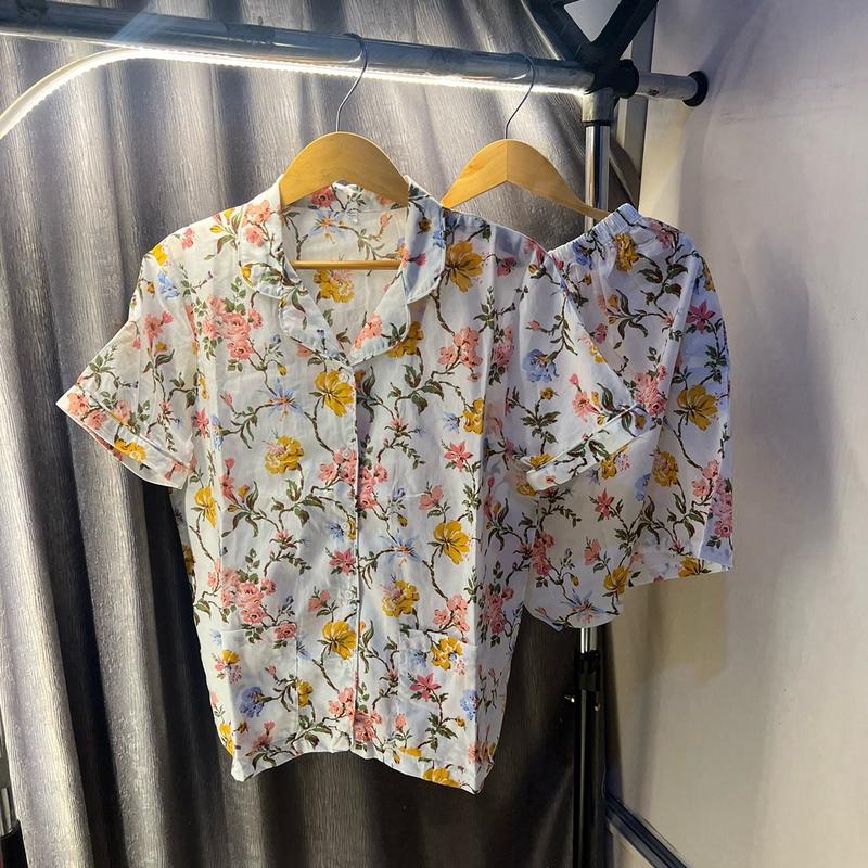 Piyama Baju Tidur Adem Premium Wanita Blupiyama Celana Pendek Lengan Pendek Musim Panas Katun Rayon - Setelan 1