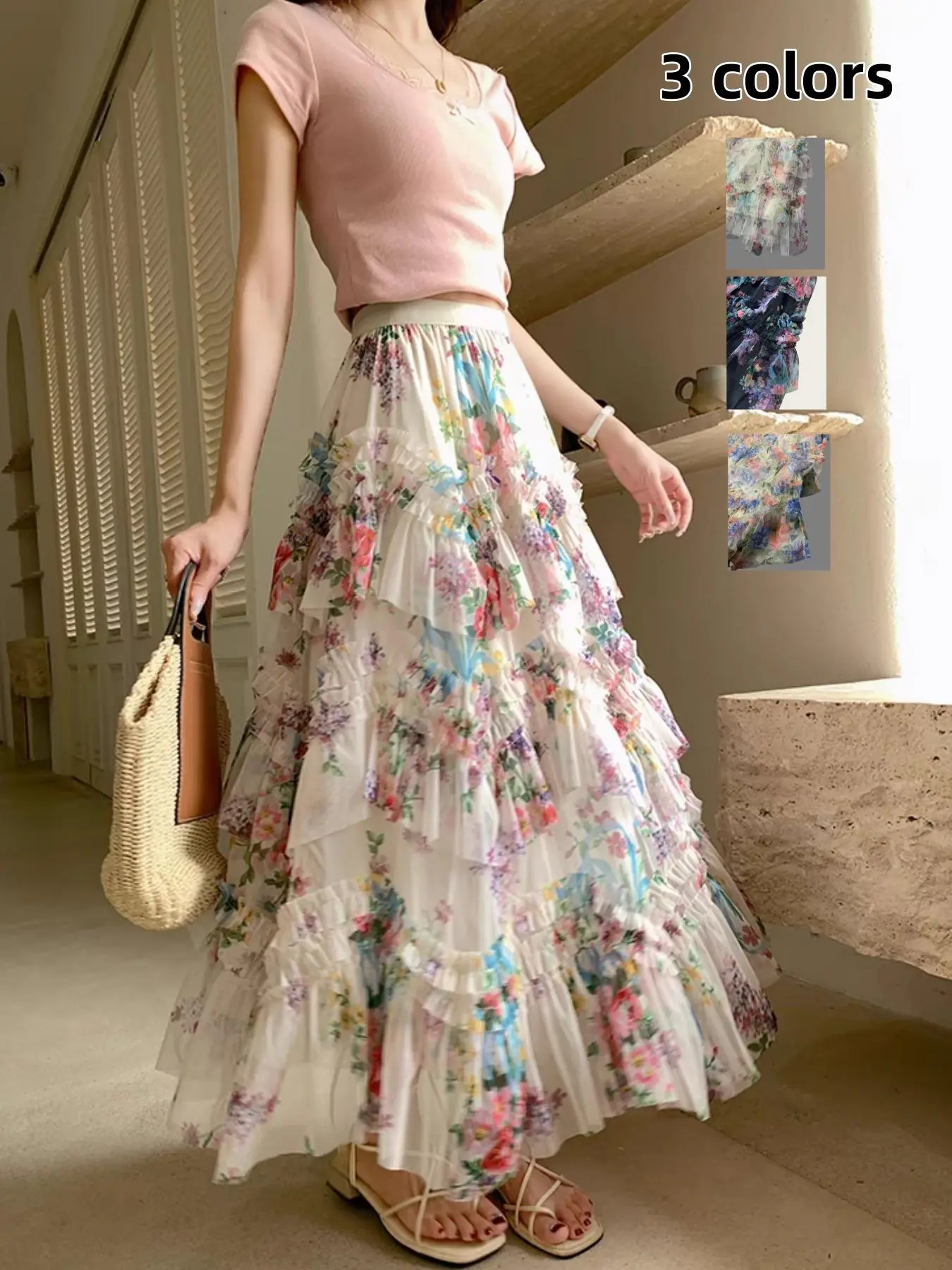 Women's Ditsy Floral Print Skirt, Boho Fashion A Line Skirt for Daily Holiday Vacation Wear, Ladies Bottoms for All Seasons
