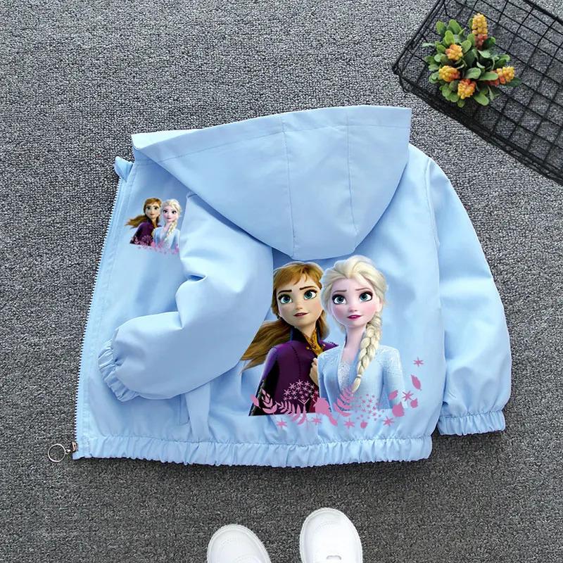 Product Introduction of Disney Girls Cartoon Mickey Mouse Jacket Frozen Elsa Princess Coats Spring Autumn Kids Hooded Jackets Casual Sports Outerwear 9