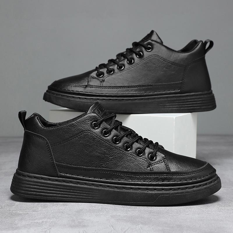 Ảnh thật+da PU Giày Sneaker nam giày da đa năng 2 màu đen và nâu cực đẹp phong cách đơn giản trẻ trung 07.2 Shoes Đế Bằng giay hot