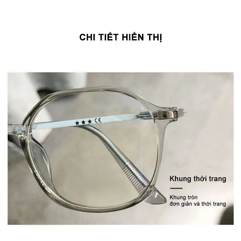 【Cận thị 0.5 đến 4.0 độ】Tròng kính chống bức xạ kính gọng tròn thời trang kính cận thị chống ánh sáng xanh dành cho nam và nữ 168 4