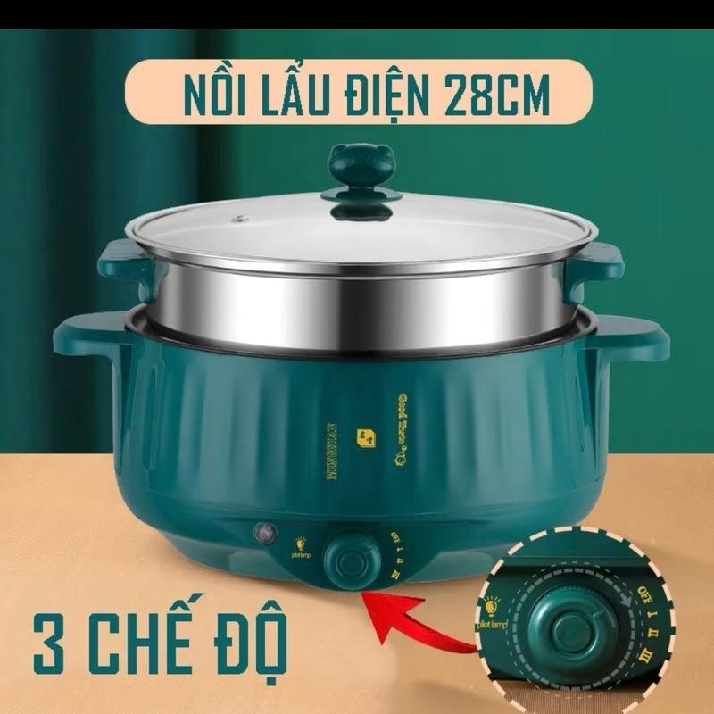 Nồi Lẩu Đa Năng 2 Tầng Công Suất 1000w Kèm Xửng Hấp Inox Nấu Ăn Nồi Lẩu Điện Nồi Điện Nồi trong bằng nhôm Thiết kế dễ làm sạch bảo hành của nhà sản xuất đen 5