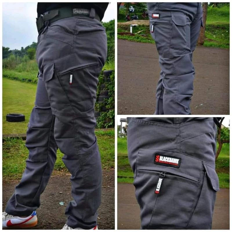 Celana Cargo Tactical celana panjang pria Dewasa Katun Santai Polos Cowok 4