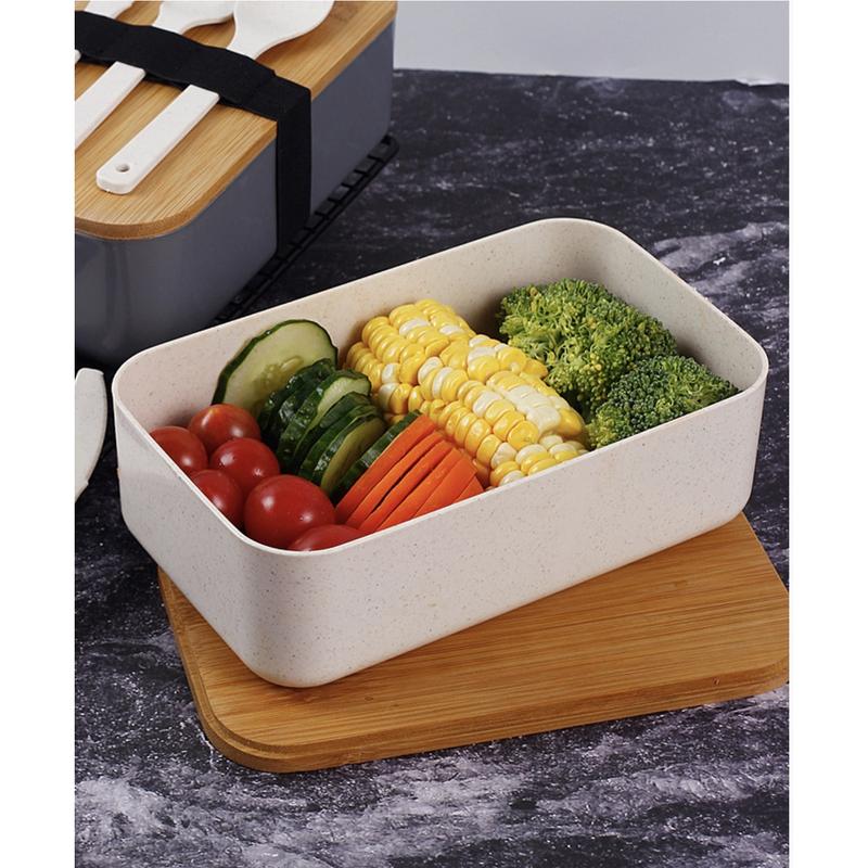 【TEC】BAKO Bento Box Kotak makanan Bekal Makanan Kotak Penyimpanan Makanan Lunch box Kotak Bekal Estetik Kayu minimalis Kotak Makan Tempat Makan Sendok Garpu 2