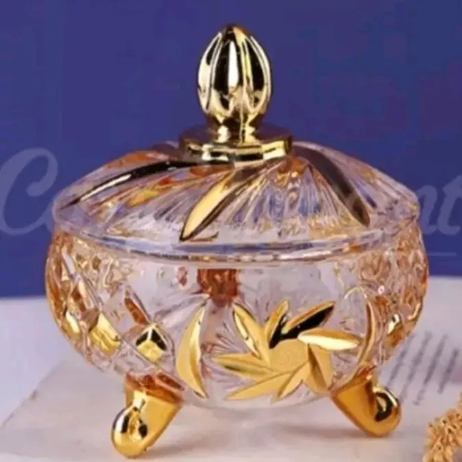 Candy pot kaca Gold/Clear Tempat Permen Capodimonte