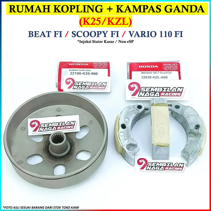 PAKET MANGKOK GANDA RUMAH KOPLING PLUS KAMPAS GANDA BEAT FI SCOOPY VARIO 110 FI STATER KASAR KZL 1