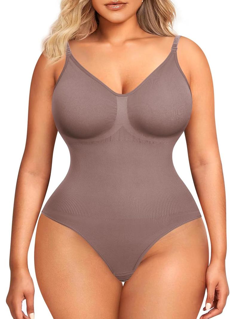 Product Introduction of Women's Solid Backless V Neck Shapewear Bodysuit, Hook Eye Design Basic Minimalist Adjustable Strap Bodysuit, Ladies Shapewear for Daily Wear, Tummy Tuck Garment 7