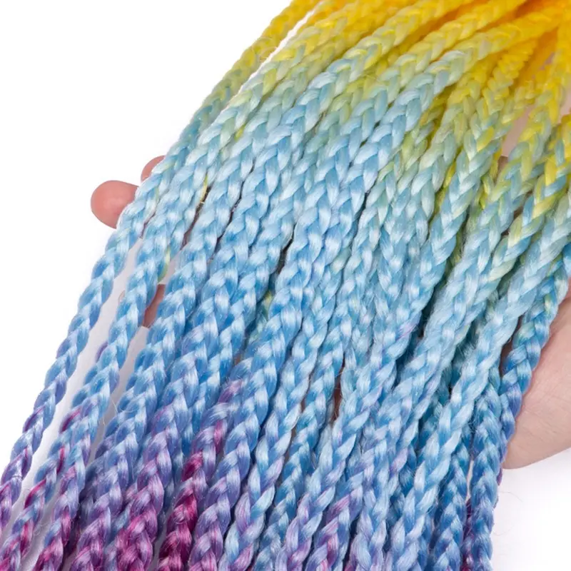 Wig Rambut Sintetis Palsu Extension Model Kepang Panjang 60Cm Warna Warna Ombre Gaya Hip Hop Untuk Wanita 8