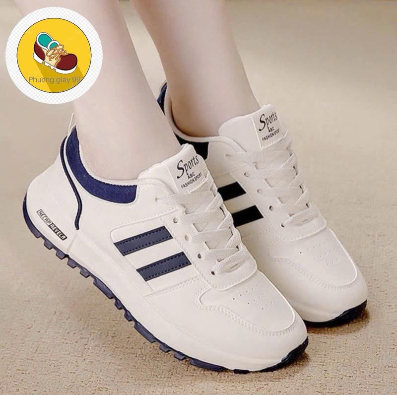 Giày Sneaker Nữ Đế Bằng Chất Liệu Da Mềm Kiểu Dáng Hàn Quốc Trẻ Trung Dễ Phối Đồ (QR02) Shoes