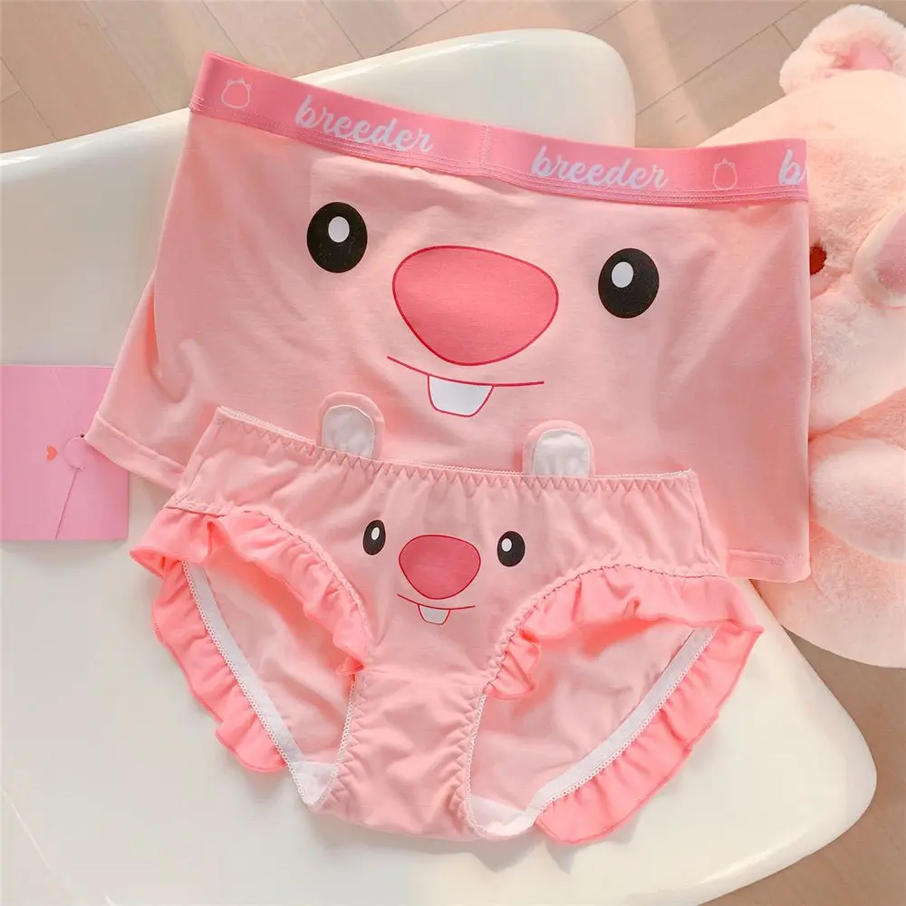 Đồ Lót Cặp Đôi, Thiết Kế Hoạt Hình Dễ Thương, Làm Bằng Cotton Nguyên Chất, Nam Và Nữ, Quần Lót Boxer Nam, Quần Lót Nữ, Phong Cách Cặp Đôi, Quần Lót Tam Giác, [1387 Yêu Thích]