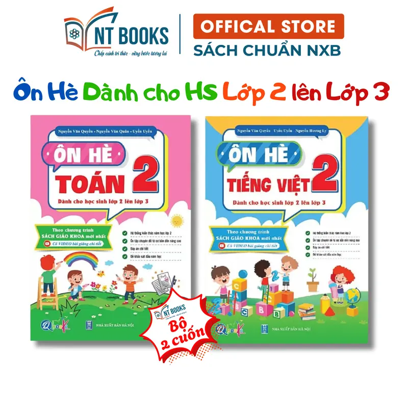 Bộ 2 cuốn sách Ôn Hè Toán Và Tiếng Việt Lớp 2 - Dành Cho Học Sinh Lớp 2 Lên Lớp 3 - NXB Hà Nội - QB 0