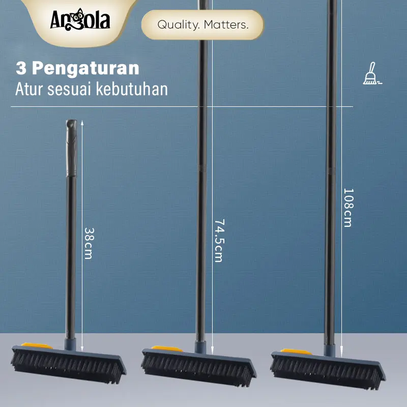 ANGOLA D46 Sikat Dorong Lantai Alat Sikat Toilet stainless 6
